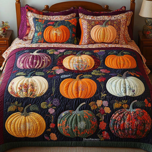 Autumn Pumpkins 3-Piece Quilted Bedding Set NCU0NT9589