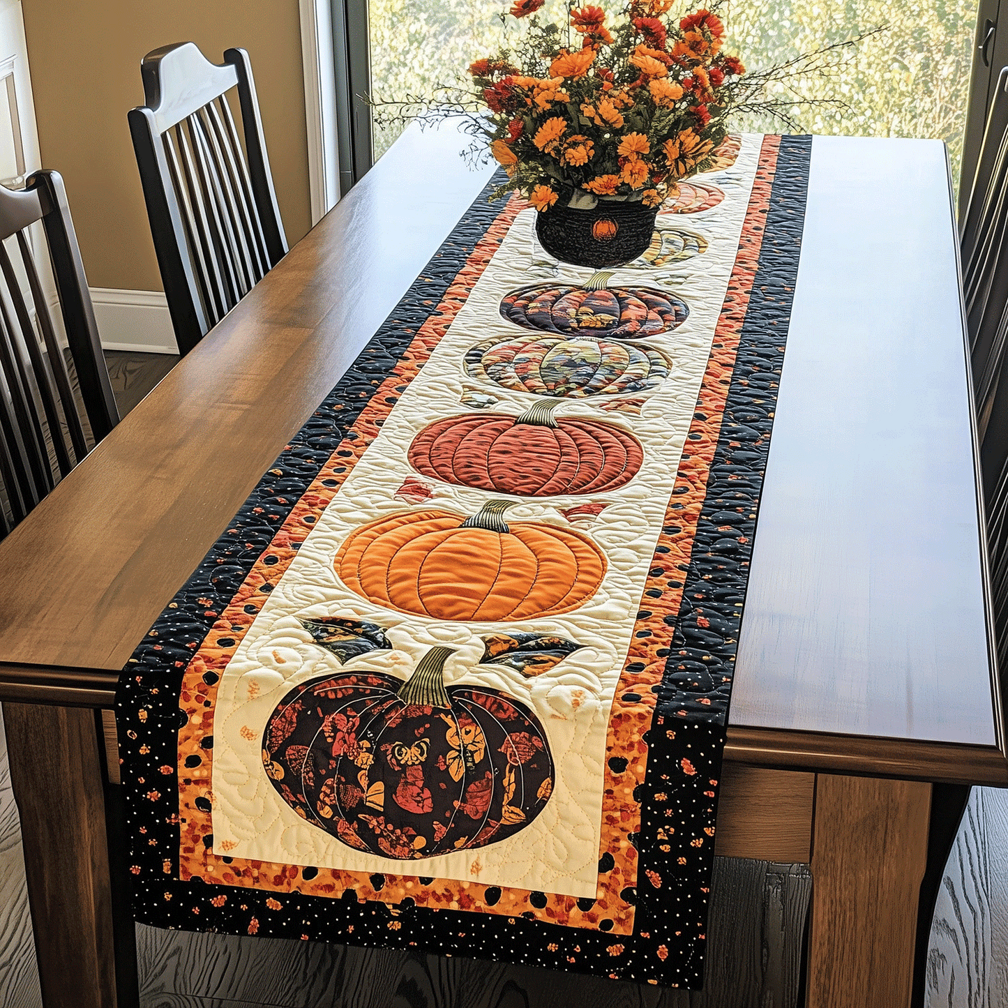 Autumn Pumpkins Quilted Table Runner NCU0TH1771