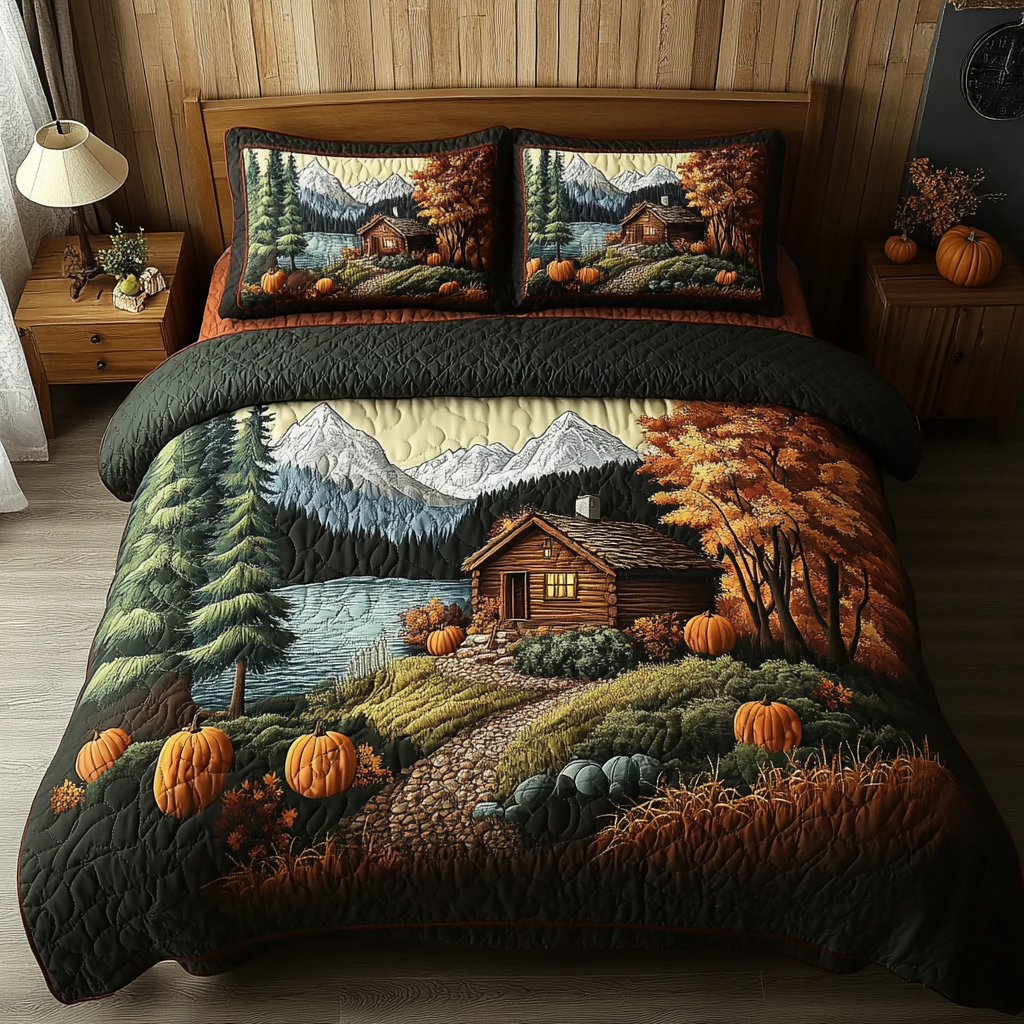 Autumn Retreat 3-Piece Quilted Bedding Set NCU0VL2842