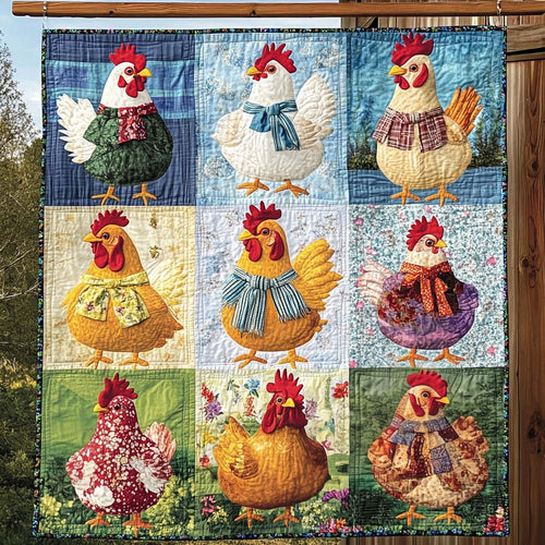 Autumn Roosters Quilted Blanket NCU0NT1032