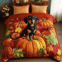 Autumn Sausage Dog 3-Piece Quilted Bedding Set NCU0NT9054
