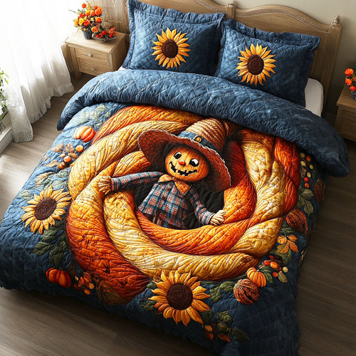 Autumn Scarecrow 3-Piece Quilted Bedding Set NCU0TD519