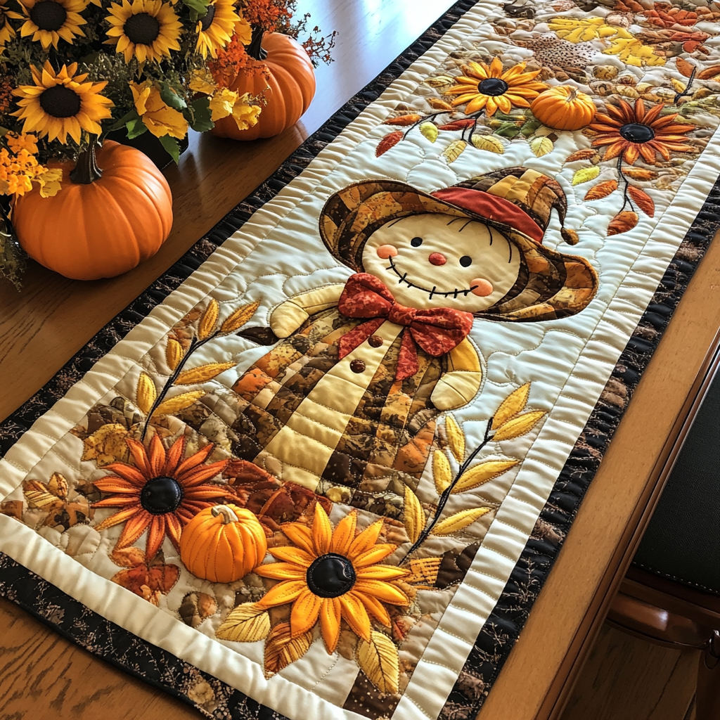 Autumn Scarecrow Quilted Table Runner NCU0DK9173