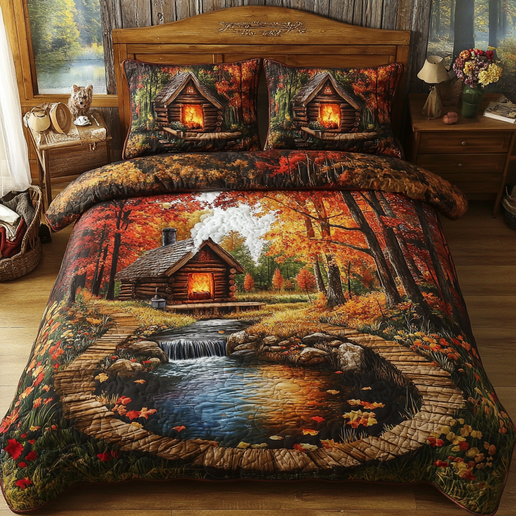 Autumn Serenity 3-Piece Quilted Bedding Set NCU0VL2601