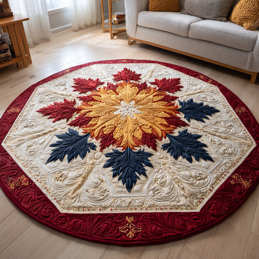 Autumn Snowflake Radiance Quilted Round Mat NCU0HH413