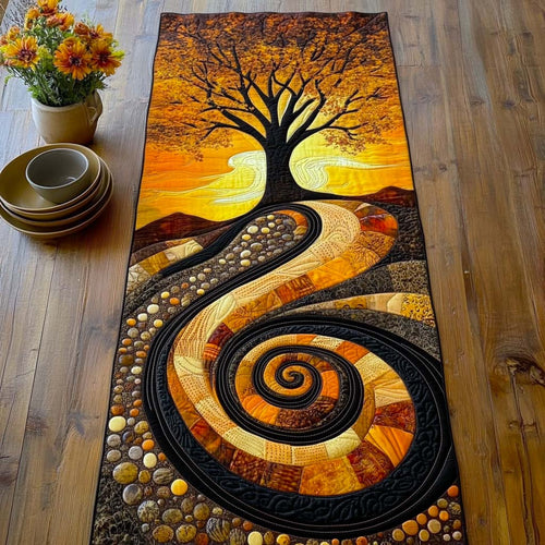Autumn Spiral Glow Quilted Table Runner NCU0XD173