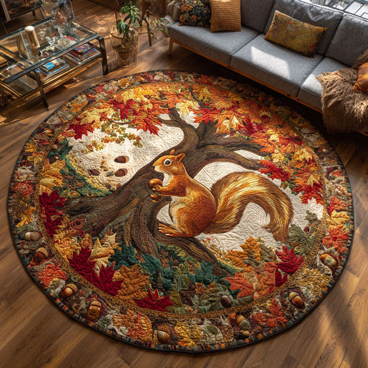 Autumn Squirrel Chase Quilted Round Mat NCU0PT7865