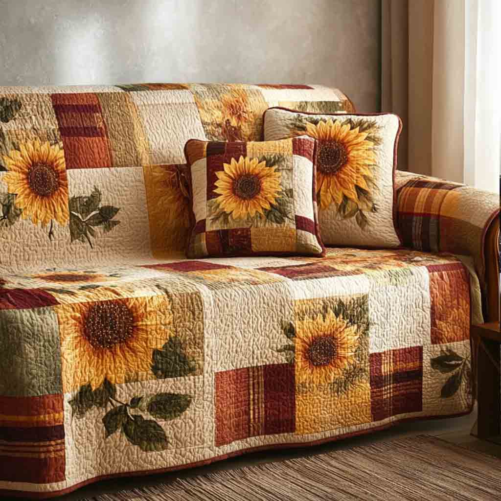 Autumn Sunburst Quilted Sofa Cover NCU0NT12233