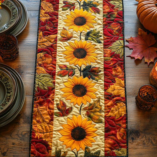 Autumn Sunflower Flair Quilted Table Runner NCU0DV936
