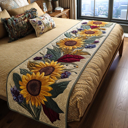 Autumn Sunflower Quilted Bed Runner NCU0DV9477
