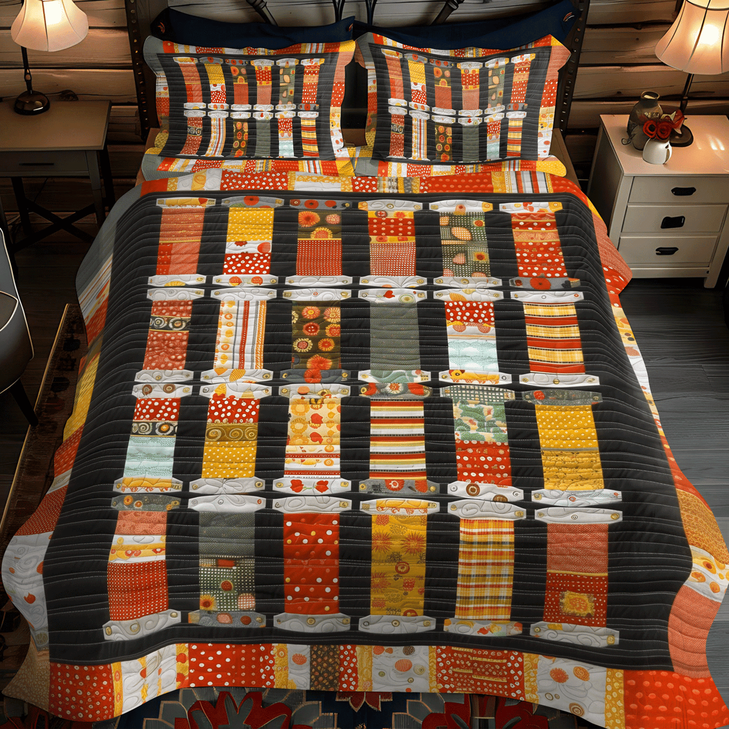 Autumn Threads 3-Piece Quilted Bedding Set NCU0TH1309