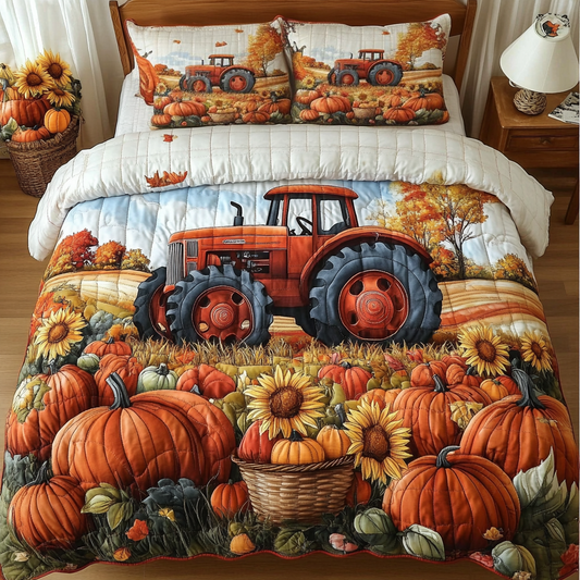 Autumn Tractor 3-Piece Quilted Bedding Set NCU0DK9152