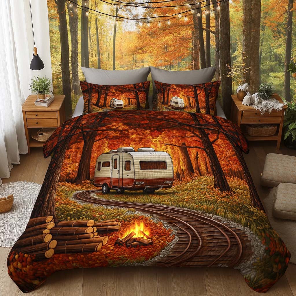 Autumn Trail Camper 3-Piece Quilted Bedding Set NCU0NT8658