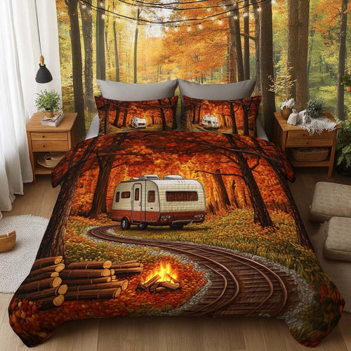 Autumn Trail Camper 3-Piece Quilted Bedding Set NCU0NT8658