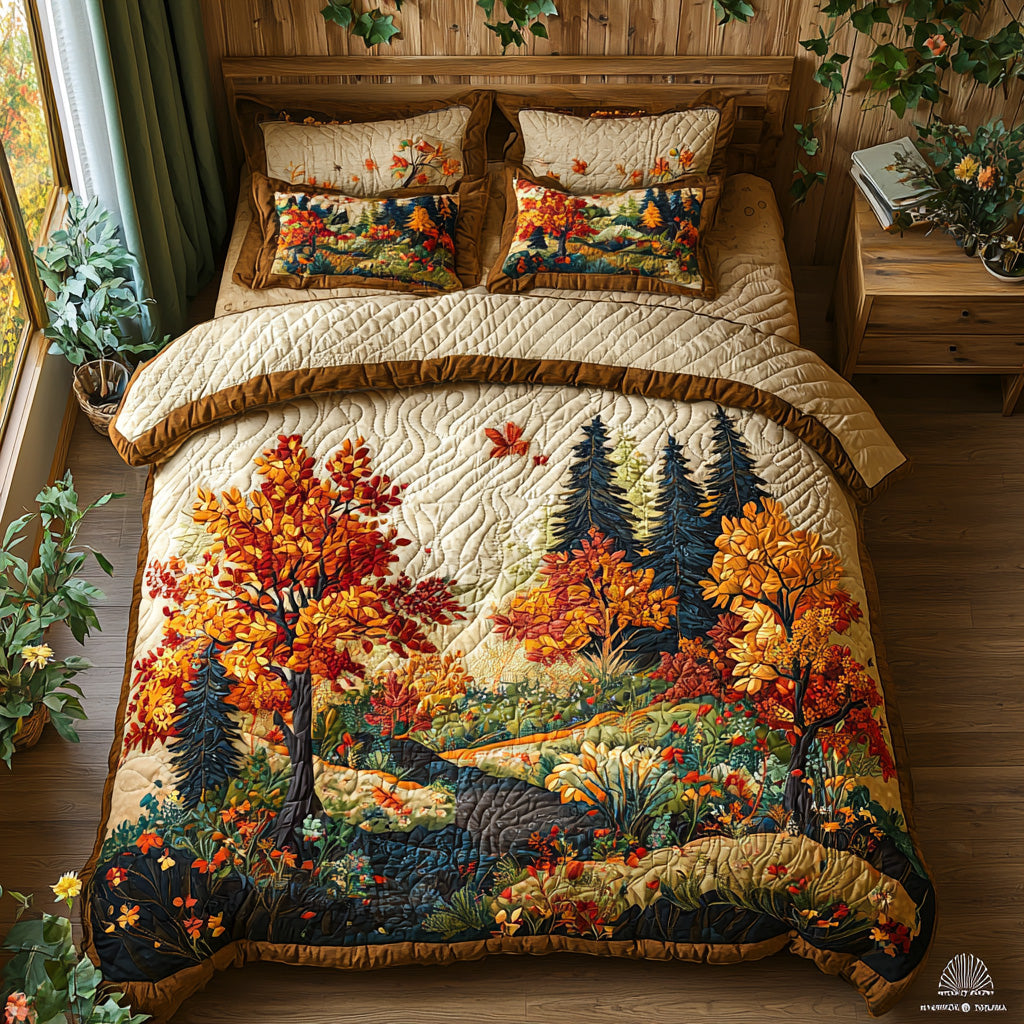 Autumn Trail Glow 3-Piece Quilted Bedding Set NCU0DV7030