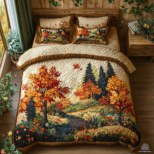 Autumn Trail Glow 3-Piece Quilted Bedding Set NCU0DV7030