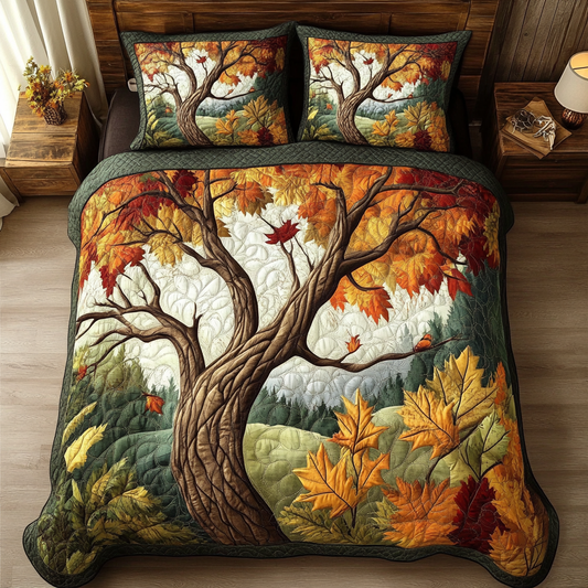 Autumn Tree 3-Piece Quilted Bedding Set NCU0DK9445