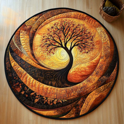 Autumn Tree Whirl Quilted Round Mat NCU0XD142