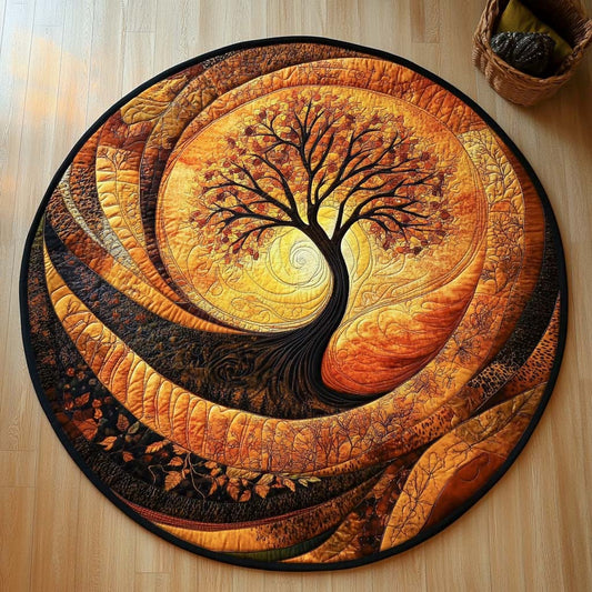 Autumn Tree Whirl Quilted Round Mat NCU0XD142