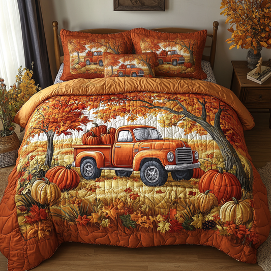 Autumn Truck 3-Piece Quilted Bedding Set NCU0DK9159