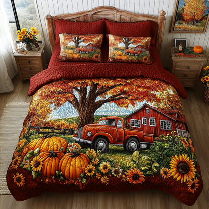 Autumn Truck 3-Piece Quilted Bedding Set NCU0VL2861