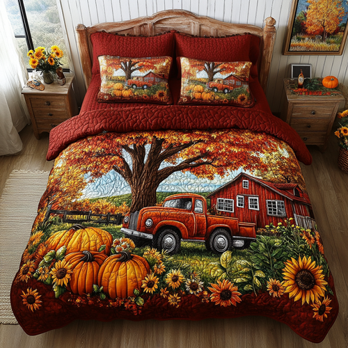 Autumn Truck 3-Piece Quilted Bedding Set NCU0VL2861