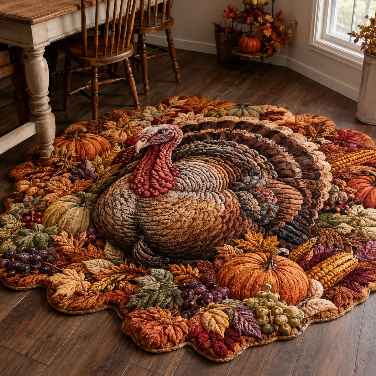 Autumn Turkey Feast Custom Shape Area Rug NCU0DV10076