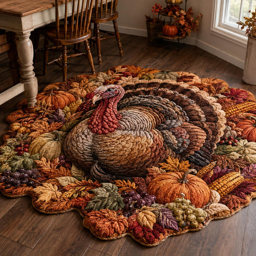 Autumn Turkey Feast Custom Shape Area Rug NCU0DV10076