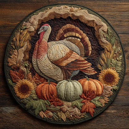 Autumn Turkey Quilted Round Mat NCU0XD979