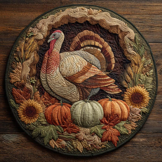 Autumn Turkey Quilted Round Mat NCU0XD979