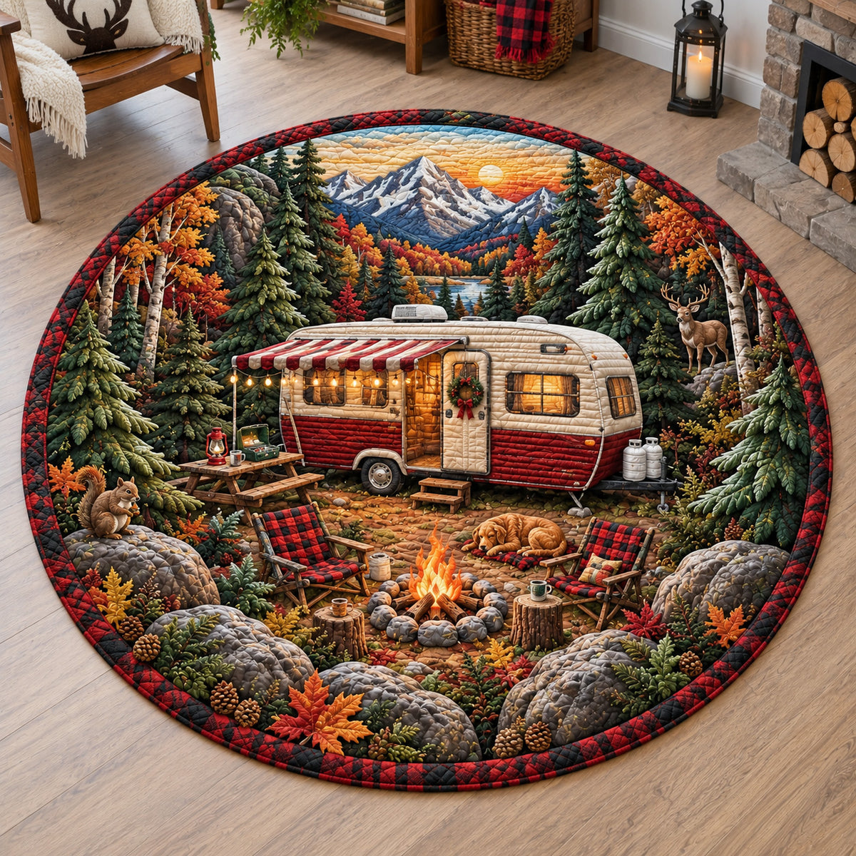 Autumn Wanderer Quilted Round Mat NCU0TV2154
