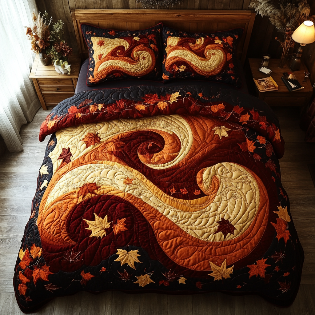 Autumn Wave 3-Piece Quilted Bedding Set NCU0DK9452