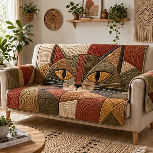 Autumn Whisker Mosaic Quilted Sofa Cover NCU0VL3917