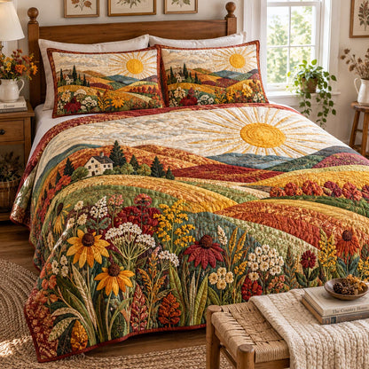 Autumn Wildflower Hills 3-Piece Quilted Bedding Set NCU0DV10305