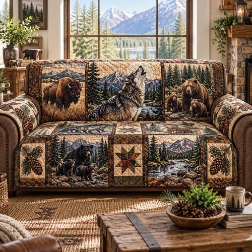 Autumn Wildlife Cabin Quilted Sofa Cover NCU0DV10108