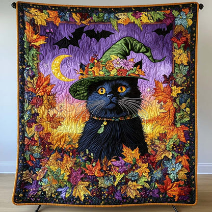 Autumn Witch Cat Quilted Blanket NCU0NT9520