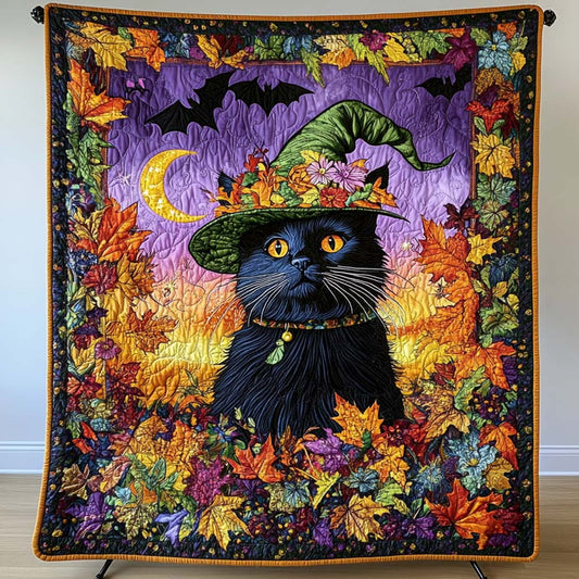 Autumn Witch Cat Quilted Blanket NCU0NT9520