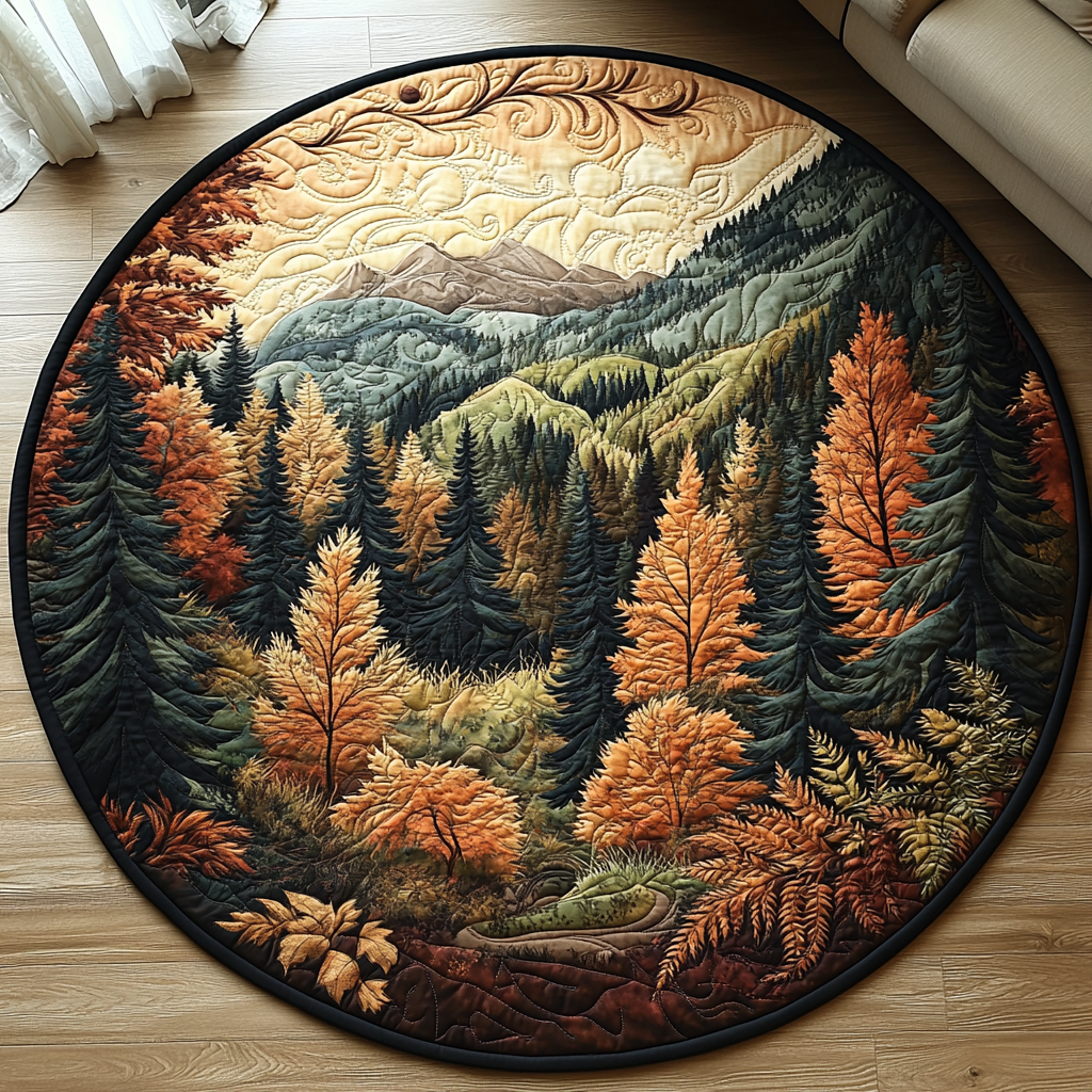 Autumn Woodland Majesty Quilted Round Mat NCU0DV5407
