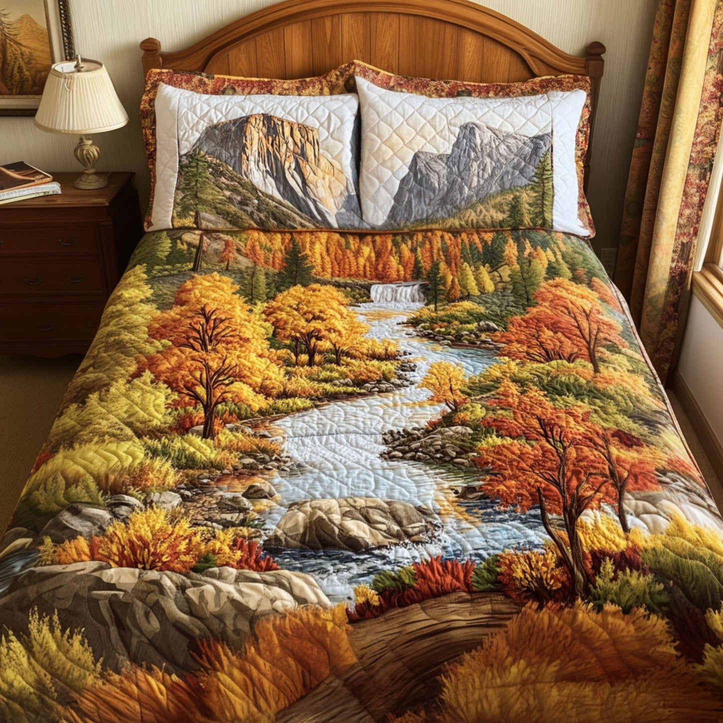 Autumn in Yosemite 3-Piece Quilted Bedding Set NCU0PT6282