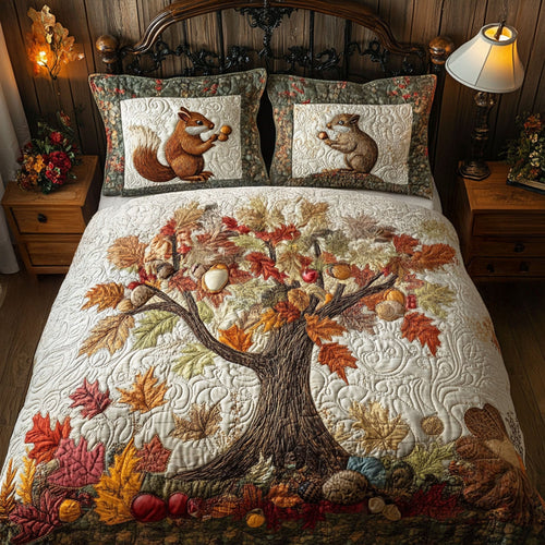 Autumn in the Woods 3-Piece Quilted Bedding Set NCU0PT7844