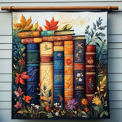 Autumnal Bookshelf Quilted Blanket NCU0NT933