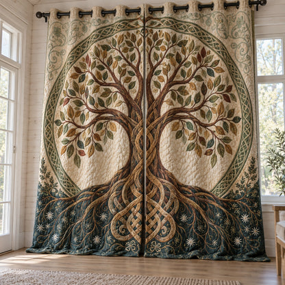 Autumnal Knotwork Flora Quilted Curtains NCU0VL3992