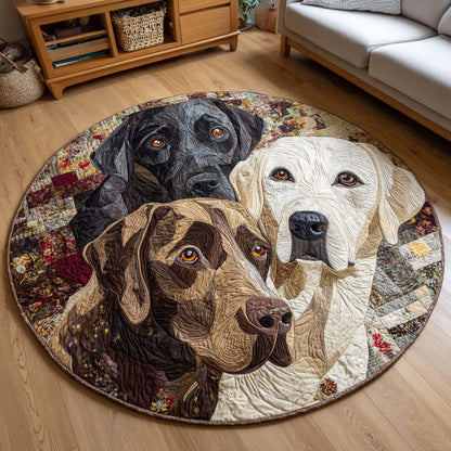 Autumnal Labrador Trio Quilted Round Mat NCU0HH1895