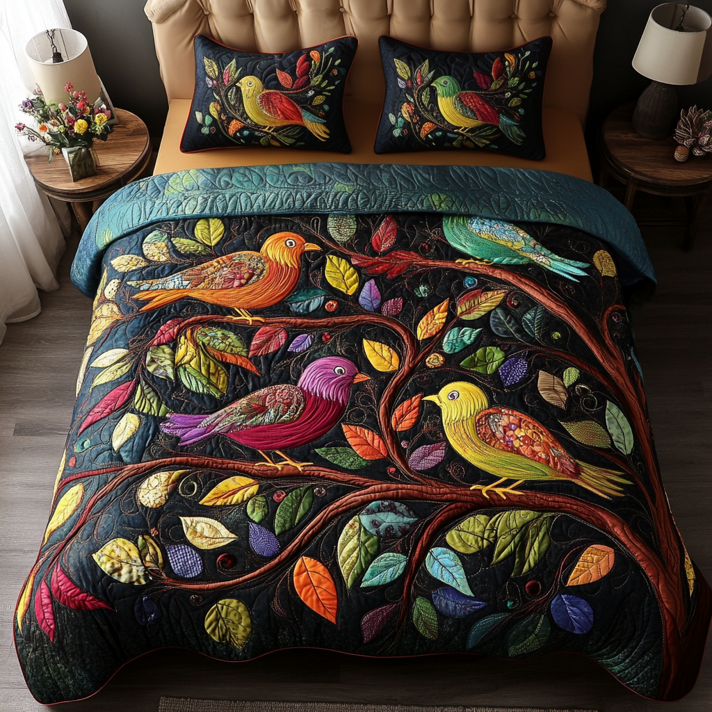 Aviary Dream 3-Piece Quilted Bedding Set NCU0VH1102