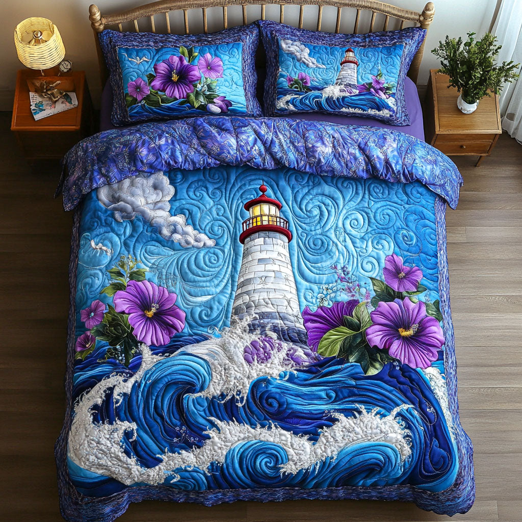Azure Beacon 3-Piece Quilted Bedding Set NCU0NT7233