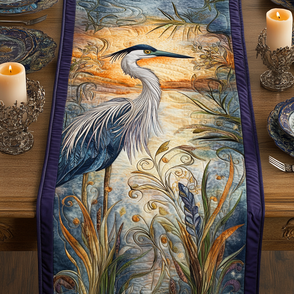 Azure Bloom Quilted Table Runner NCU0VH2492