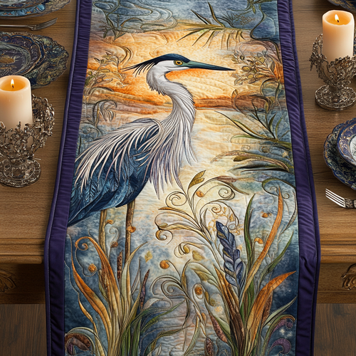 Azure Bloom Quilted Table Runner NCU0VH2492