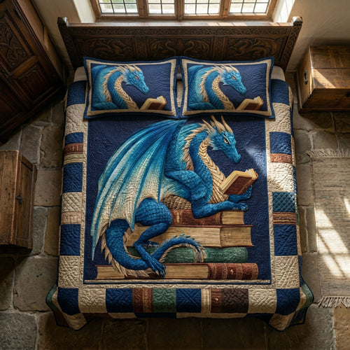 Azure Dragon 3-Piece Quilted Bedding Set NCU0NT12669