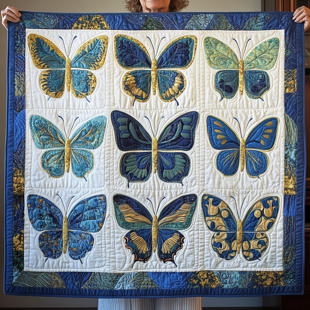 Azure Harmony Quilted Blanket NCU0VL1098