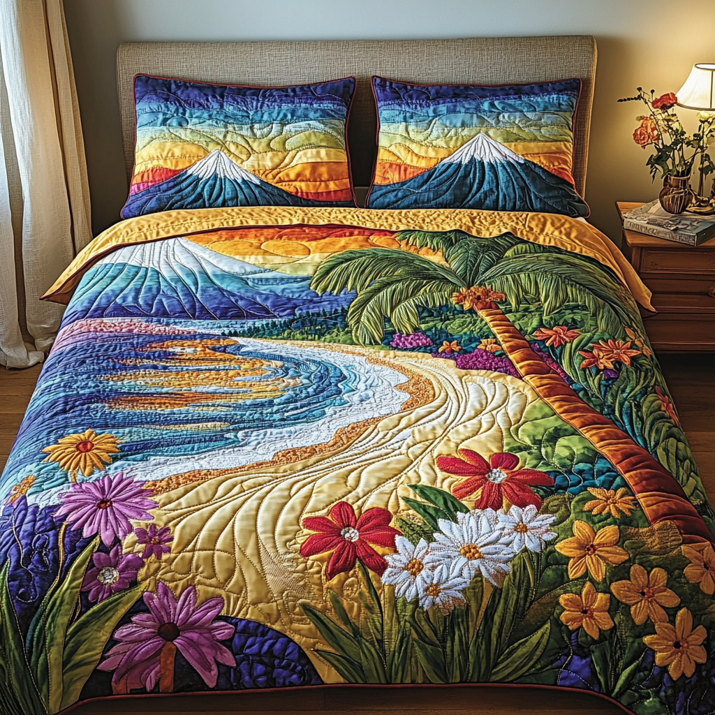 Azure Horizons 3-Piece Quilted Bedding Set NCU0DV4424